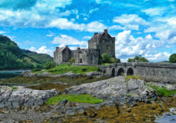 Landscape Art Print featuring the painting Eilean Donan Castle - -SCT665556 by Dean Wittle