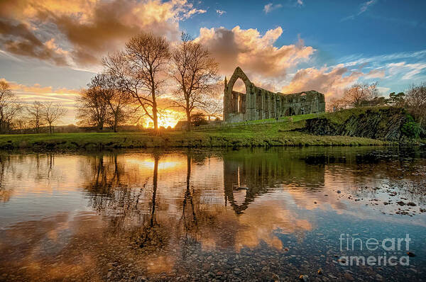 Bolton Abbey Art Print featuring the photograph Golden hour by the River Wharfe #2 by Mariusz Talarek