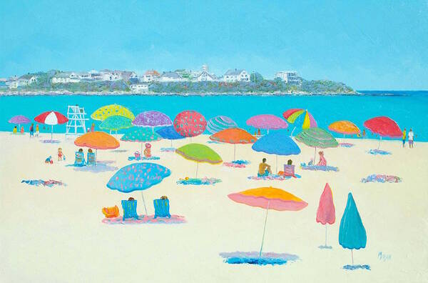 Hampton Beach Art Print featuring the painting Hampton Beach and Boars Head #2 by Jan Matson