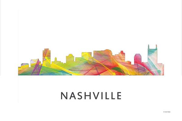 Nashville Tennessee Skyline Art Print featuring the digital art Nashville Tennessee Skyline #2 by Marlene Watson