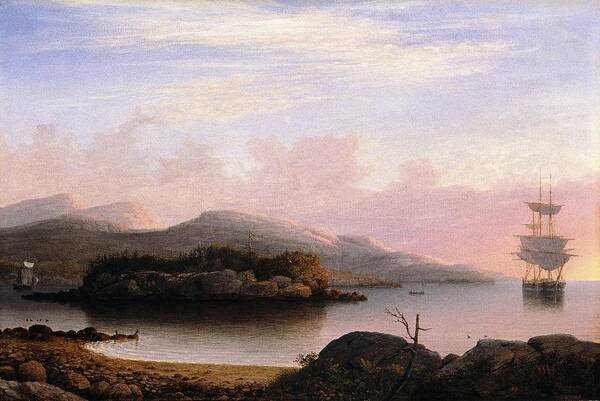 Fitz Henry Lane (american Art Print featuring the painting Off Mount Desert Island by Fitz Henry