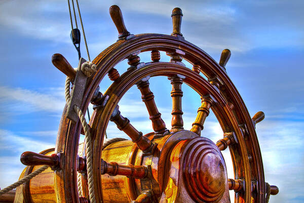 Boats Art Print featuring the photograph The Helm #1 by Debra and Dave Vanderlaan