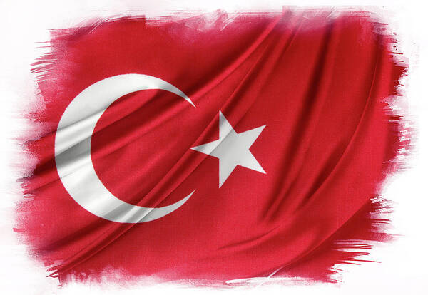 Banner Art Print featuring the photograph Turkish flag #2 by Les Cunliffe