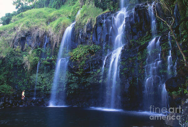 Active Art Print featuring the photograph Woman at Waterfall #2 by Dave Fleetham - Printscapes