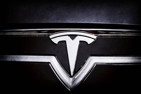 2013 Tesla Model S Emblem Art Print featuring the photograph 2013 Tesla Model S Emblem -0122ac1 by Jill Reger