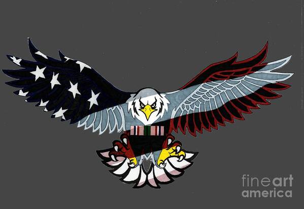 Eagle Art Print featuring the drawing 25th Anniversary Desert Storm by Bill Richards
