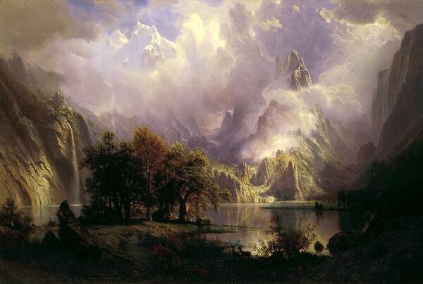 Bierstadt Art Print featuring the painting Rocky Mountain Landscape #3 by Pam Neilands