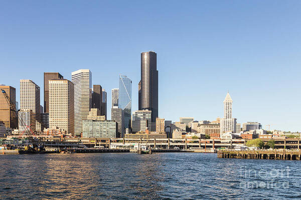America Art Print featuring the photograph Sunset over Seattle skyline in Washington state in the US #3 by Didier Marti