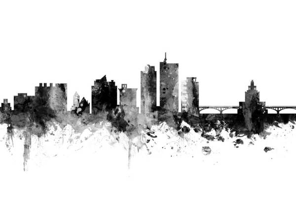 Cedar Rapids Art Print featuring the digital art Cedar Rapids Iowa Skyline #4 by Michael Tompsett