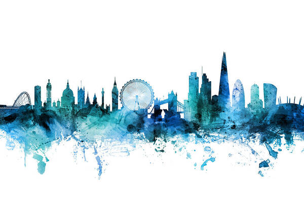 London Art Print featuring the digital art London England Skyline #42 by Michael Tompsett