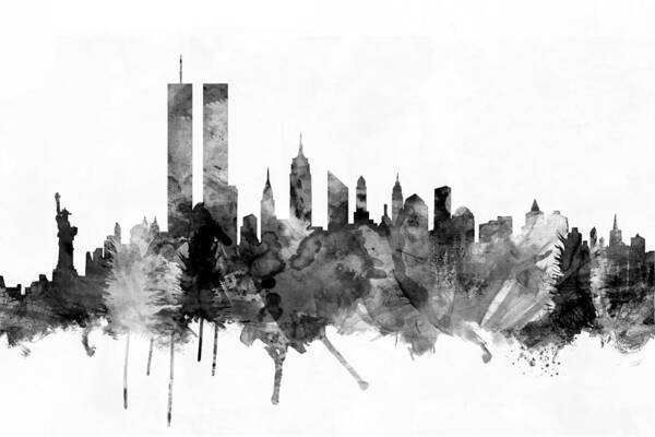 New York Art Print featuring the digital art New York City Skyline #5 by Michael Tompsett