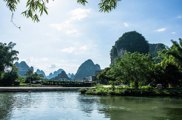 River Art Print featuring the photograph Lijiang River and karst mountains scenery #56 by Carl Ning