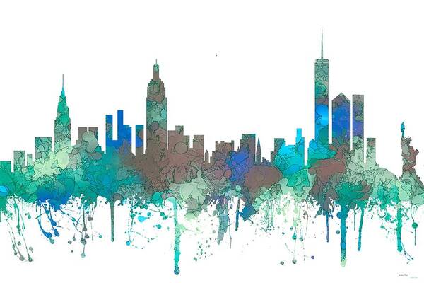 New York Ny Skyline Art Print featuring the digital art New York NY Skyline #6 by Marlene Watson