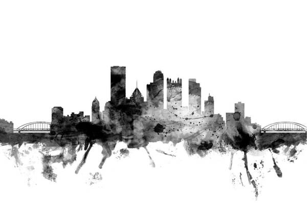 United States Art Print featuring the digital art Pittsburgh Pennsylvania Skyline #6 by Michael Tompsett