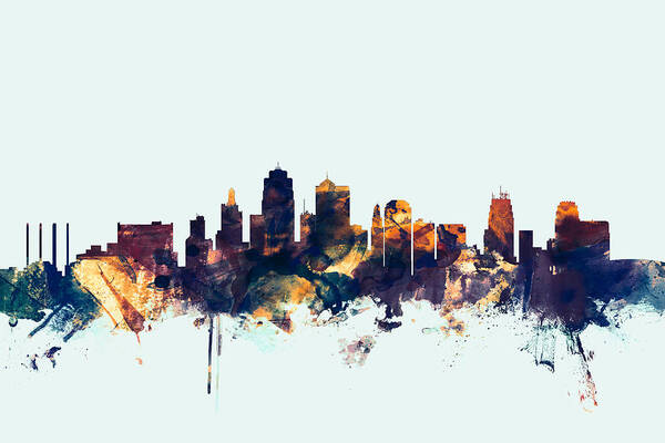 United States Art Print featuring the digital art Kansas City Skyline by Michael Tompsett