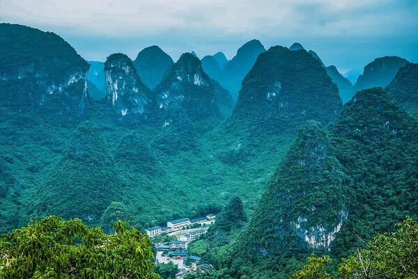 Karst Art Print featuring the photograph Karst mountains landscape #8 by Carl Ning