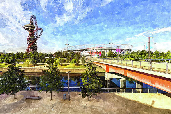 West Ham Art Print featuring the photograph West Ham Olympic Stadium And The Arcelormittal Orbit Art #8 by David Pyatt