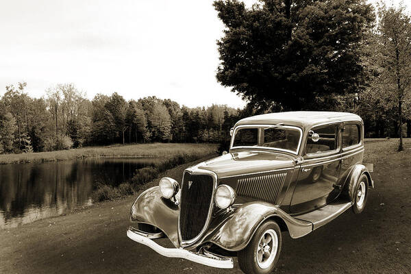 1934 Ford Sedan Art Print featuring the photograph 1934 Ford Sedan Antique Vintage Photograph Fine Art Print Collec #9 by M K Miller