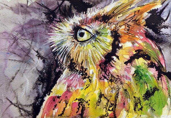 Owl Art Print featuring the painting Owl #7 by Kovacs Anna Brigitta