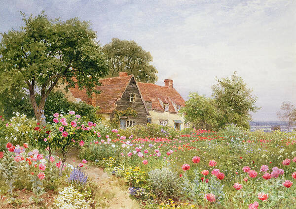 The Cottar's Pride Art Print featuring the painting A Cottage Garden by Henry Sutton Palmer