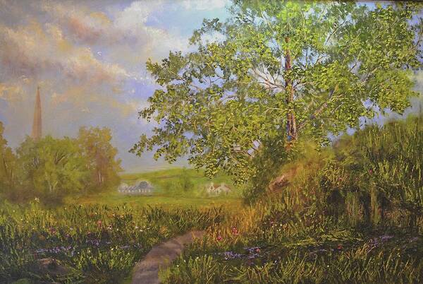 Clouds Art Print featuring the painting A Country Walk in Bristal by Michael Mrozik