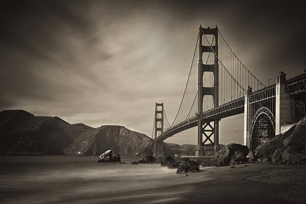 Golden Gate Bridge Art Print featuring the photograph A day at the Beach by Dominique Dubied