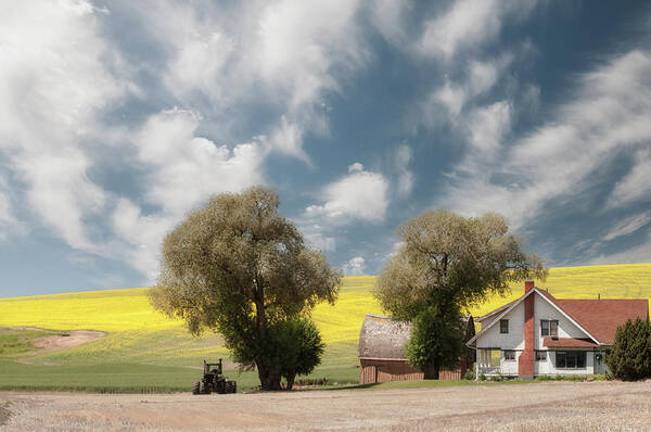 Agriculture Art Print featuring the photograph A farmhouse against a dramatic sky. by Usha Peddamatham