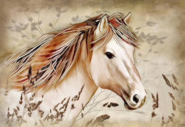 Animals Art Print featuring the digital art A Horse of Course by Nina Bradica