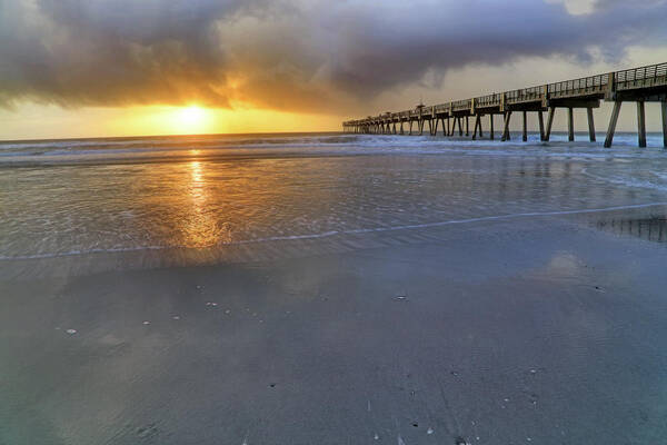 Florida Art Print featuring the photograph A Jacksonville Beach Sunrise - Florida - Ocean - Pier by Jason Politte