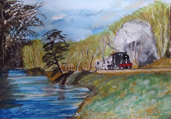 English Art Print featuring the painting A little more countryside a little less locomotive by Carole Robins