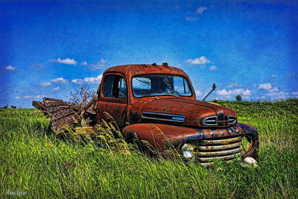 Truck Art Print featuring the photograph Abandoned Ford Truck In The Prairie by Anna Louise