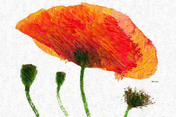 Rafael Salazar Art Print featuring the mixed media Abstract Flower 0723 by Rafael Salazar