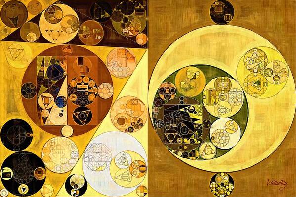 Composition Art Print featuring the digital art Abstract painting - Golden brown by Vitaliy Gladkiy