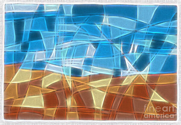 Abstract Art Print featuring the digital art Abstract Tiles - Rocks and Sky No 16.041402 by Jason Freedman
