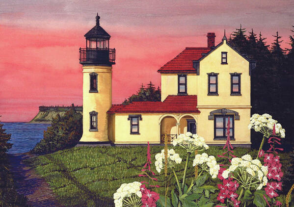 Admiralty Head Lighthouse Art Print featuring the painting Admiralty Head Lighthouse by James Lyman
