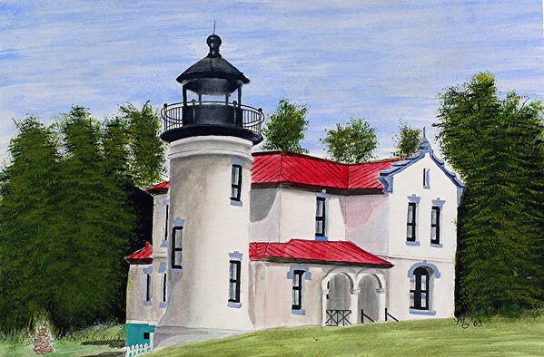Painting Art Print featuring the painting Admiralty Head Lighthouse by Mary Gaines