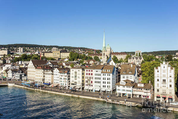 Europe Art Print featuring the photograph Aerial view of Zurich, Switzerland. by Didier Marti