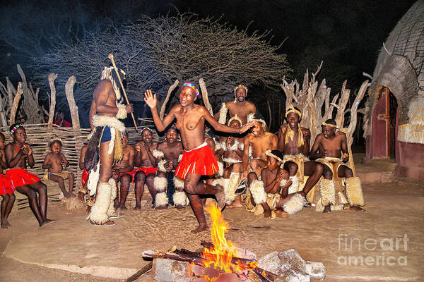 South Africa Zulu Nation Art Print featuring the photograph African Fire Dance by Rick Bragan