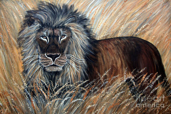 Lion Art Print featuring the painting African Lion 2 by Nick Gustafson