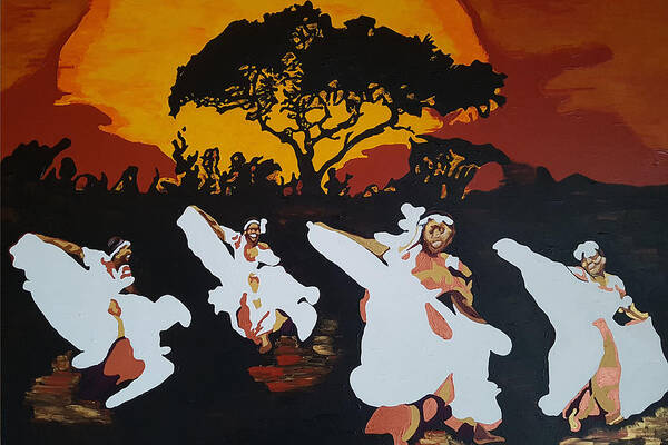 Afro Art Print featuring the painting Afro Carib Dance by Rachel Natalie Rawlins