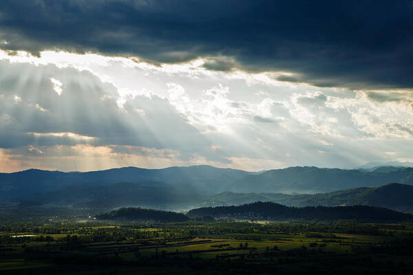 Barje Art Print featuring the photograph Afternoon rays over the Ljubljana Moors by Ian Middleton