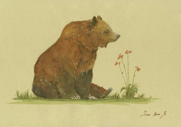  Art Print featuring the painting Alaskan grizzly bear by Juan Bosco