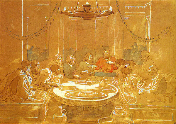 Alexandr Ivanov Art Print featuring the painting Alexandr Ivanov Last supper by MotionAge Designs