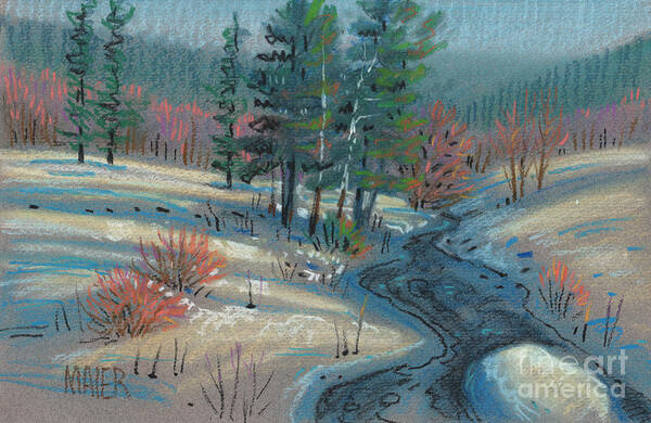 Alpine Art Print featuring the drawing Alpine Stream by Donald Maier