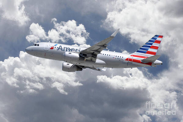 Airbus Art Print featuring the digital art American Airlines Airbus A319 by Airpower Art
