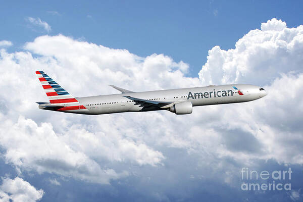 American Art Print featuring the digital art American AIrlines Boeing 777 by Airpower Art