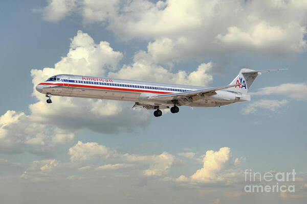 Md80 Art Print featuring the digital art American Airlines MD-80 by Airpower Art