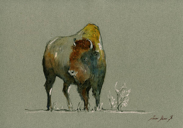 American Buffalo Art Print featuring the painting American buffalo by Juan Bosco