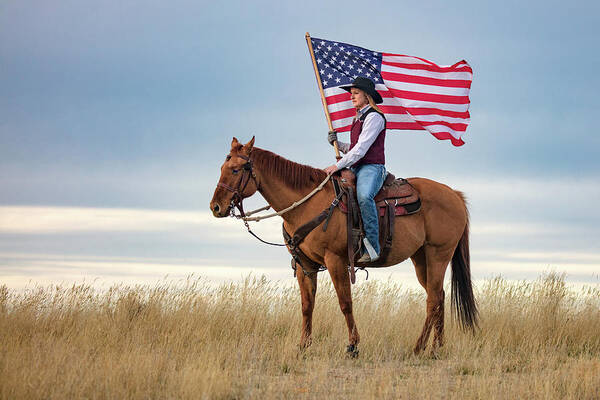 Cowgirl Art Print featuring the photograph American Cowgirl by Todd Klassy