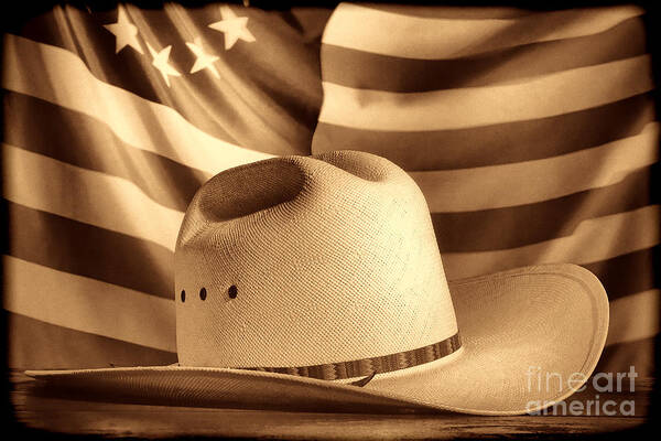 American Art Print featuring the photograph American Rodeo Cowboy Hat by American West Legend By Olivier Le Queinec